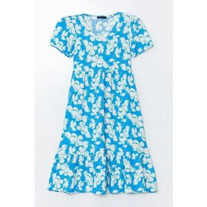 Rochie cu decolteu in V si model floral imagine