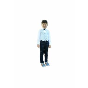 Costum elegant baieti - 4 piese - cu vesta - MY-5125 - Bleu - imagine