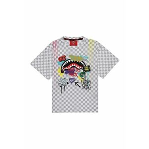Tricou cu imprimeu logo si model in carouri Sharks In The Rizz imagine