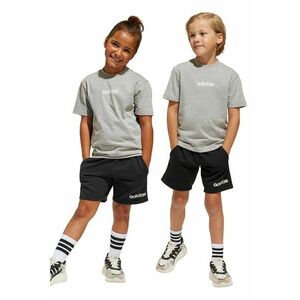 Set de pantaloni scurti cu logo si tricou cu decolteu la baza gatului - 2 piese imagine