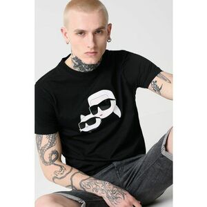 Tricou cu decolteu la baza gatului si imprimeu logo imagine