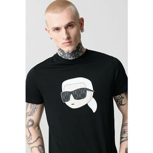 Tricou de bumbac cu decolteu la baza gatului si imprimeu logo imagine