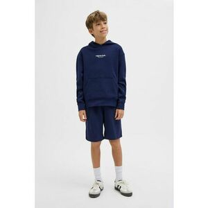 Pantaloni scurti din amestec de bumbac cu snur in talie - Negru imagine