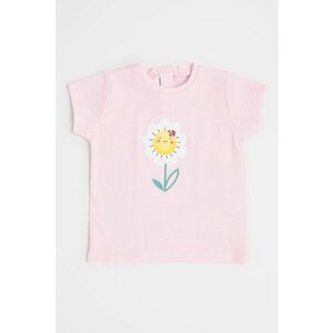 Tricou din bumbac cu decolteu la baza gatului imagine