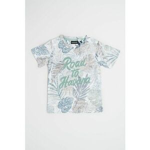 Tricou din bumbac cu model tropical si text imagine