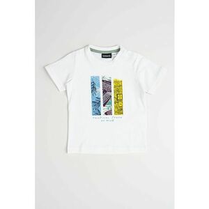 Tricou cu decolteu la baza gatului si imprimeu grafic imagine