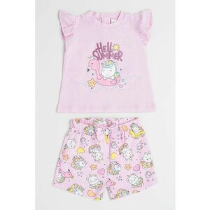 Set de tricou de bumbac cu decolteu la baza gatului si pantaloni scurti - 2 piese imagine