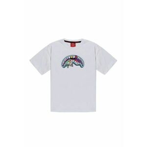 Tricou cu imprimeu grafic si decolteu la baza gatului imagine