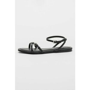 Sandale de piele cu talpa joasa si barete multiple imagine