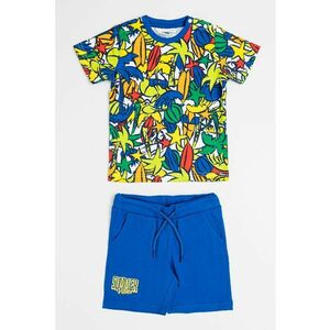 Set de tricou si pantaloni scurti din bumbac cu model - 2 piese imagine