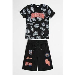 Set de bermude cu snur de ajustare si tricou cu imprimeu grafic imagine