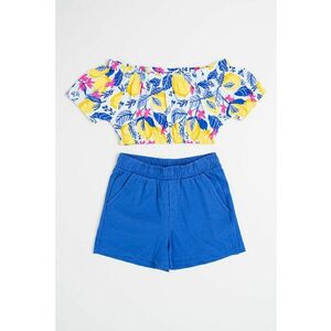 Set de top crop si pantaloni scurti cu decolteu pe umeri imagine