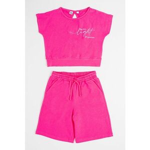 Set de top crop cu decupaj pe partea din spate si pantaloni scurti cu snur de ajustare in talie imagine