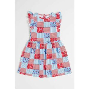 Rochie cu model in carouri si volane imagine