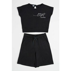 Set de top crop cu decupaj pe partea din spate si pantaloni scurti cu snur de ajustare in talie imagine