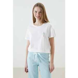 Pijama din bumbac cu model imagine