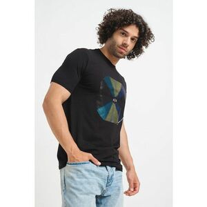 Tricou de bumbac cu decolteu la baza gatului si imprimeu grafic imagine