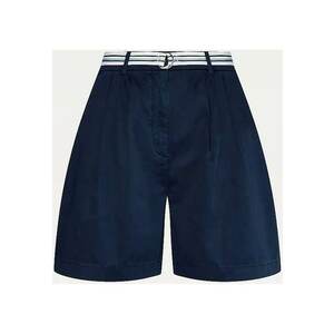 Pantaloni chino scurti cu banda decorativa in talie - Bleumarin imagine
