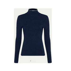 Bluza din amestec de modal cu guler inalt - Bleumarin - imagine