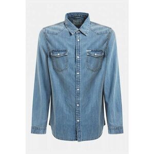 Camasa din material chambray cu buzunare pe piept imagine