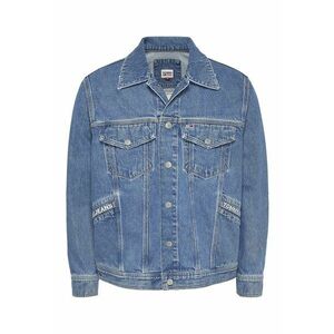 Jacheta de denim cu imprimeu logo supradimensionat imagine