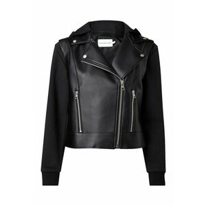 Jacheta biker de piele ecologica cu gluga imagine