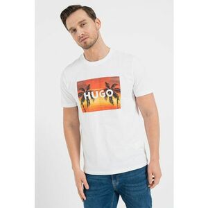 Tricou din bumbac cu imprimeu grafic si logo imagine