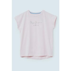 Tricou de bumbac cu logo cu strasuri Nuria imagine