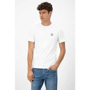 Tricou cu decolteu la baza gatului si aplicatie logo pe piept imagine
