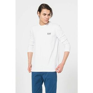 Bluza din amestec de bumbac cu decolteu la baza gatului si detaliu logo imagine