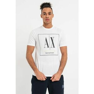 Tricou cu decolteu la baza gatului si imprimeu logo imagine