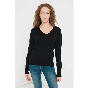 Bluza din amestec de bumbac cu decolteu in V imagine