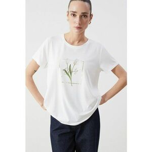 Tricou cu decolteu la baza gatului si imprimeu floral imagine