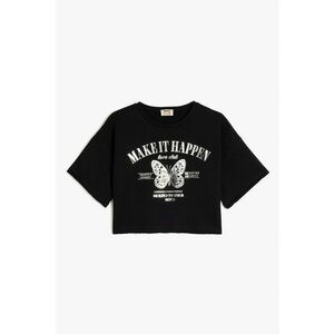 Tricou cu decolteu la baza gatului si imprimeu grafic imagine