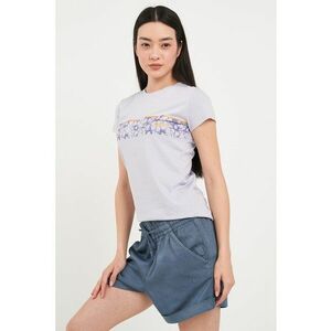 Tricou cu decolteu la baza gatului si imprimeu floral imagine