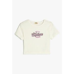 Tricou crop cu imprimeu text imagine