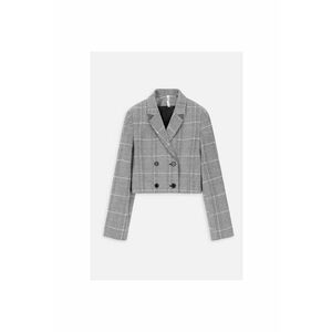 Sacou crop cu model in carouri imagine