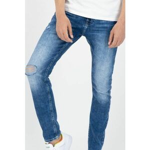 Blugi slim fit cu aspect decolorat si patat Chris imagine