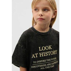 Rochie din amestec de bumbac cu imprimeu text imagine