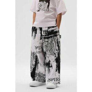 Pantaloni din bumbac cu croiala evazata si model imagine