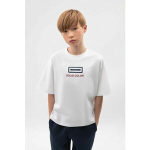 Tricou cu decolteu la baza gatului si imprimeu grafic imagine