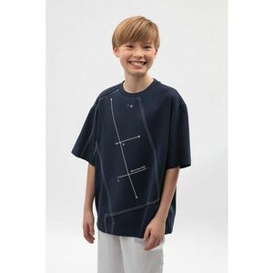 Tricou cu decolteu la baza gatului si imprimeu frontal imagine