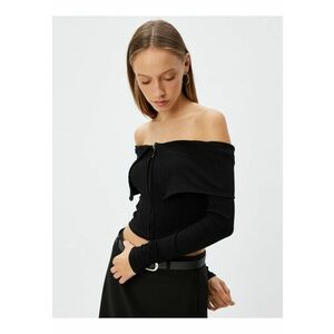 Cardigan cu decolteu pe umeri si aspect striat imagine