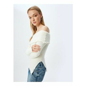 Pulover cu decolteu pe umeri si slit lateral imagine