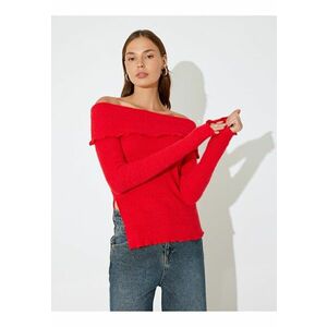Pulover cu decolteu pe umeri si slit lateral imagine