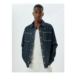 Jacheta-camasa relaxed fit din denim imagine