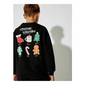 Bluza de trening cu decolteu la baza gatului si imprimeu imagine