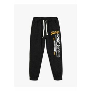 Pantaloni de trening cu snur de ajustare si imprimeu text imagine