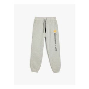 Pantaloni de trening cu snur de ajustare si imprimeu text imagine