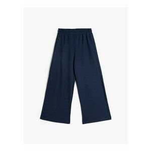 Pantaloni texturati cu croiala ampla si talie elastica imagine